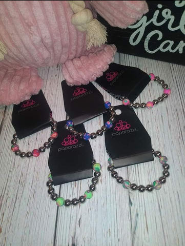Starlet Shimmer Bracelets with flower beads - (Set of 5)