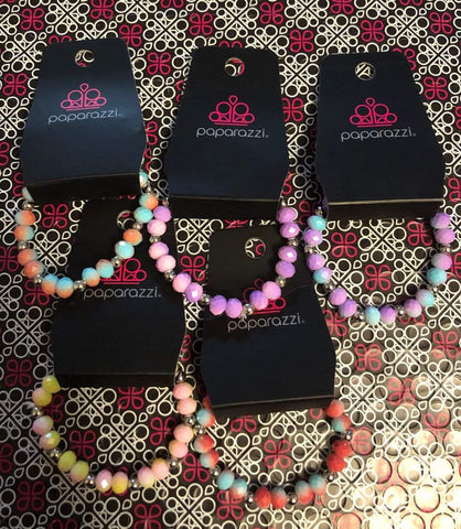 Starlet Shimmer Bracelets Multi Color Beads- (Set of 5)