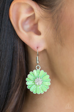 Distracted By Daisies - Green Earrings