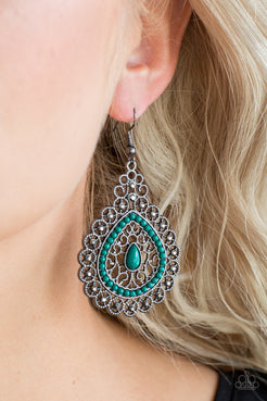 Carnival Courtesan - Green Earrings