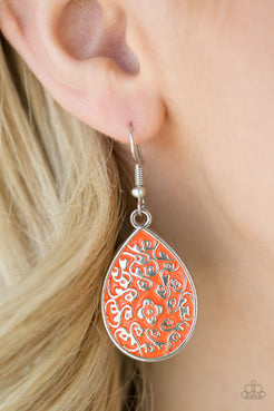 Flirty Flower Girl - Orange Earrings