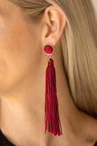 Tightrope Tassel - Red Earrings