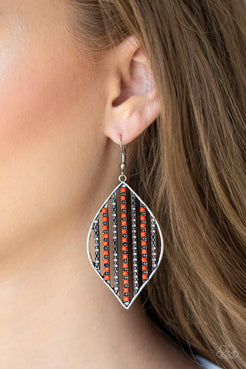 Leaf Motif - Orange Earrings