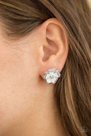 Hibiscus Springs-White Earrings