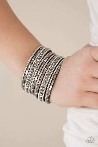 Wham Bam Glam - Hematite/ White Bracelet