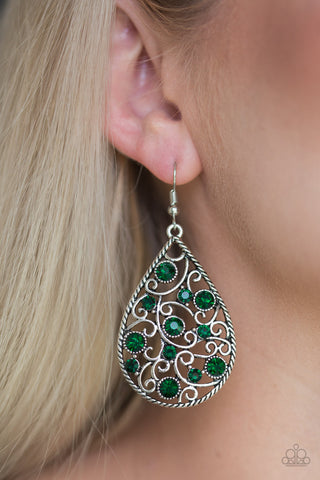 Certainly Courtier - Green Earrings