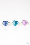 Starlet Shimmer Glitter Heart Adjustable Rings (Set of 5)