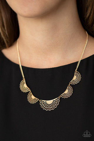 Fanned Out Fashion-Gold Necklace