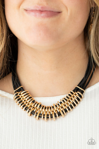 Lock, Stock, & Sparkle-Gold Necklace
