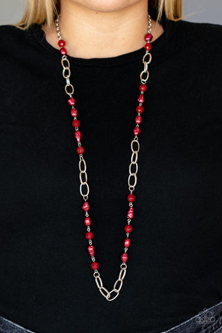 Tea Party Tango - Red Necklace