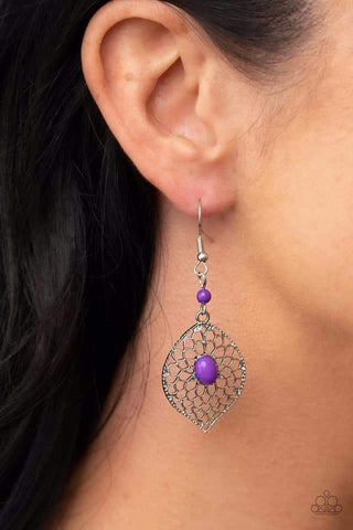 Perky Perennial - Fashion Fix Exclusive March 2023 - Purple Earrings